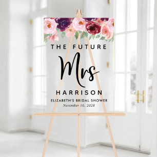 Future Mrs Floral Bridal Shower Welcome Clear Acrylic Sign