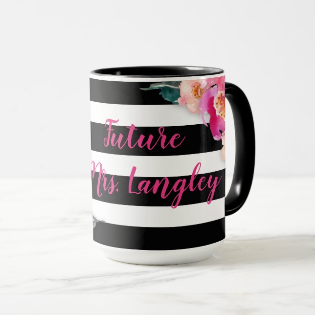 Future Mrs. Floral Striped Mug (Front Right)