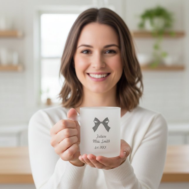 Future Mrs Glass Mug, Engaged Coffee Mug, Bride Frosted Glass Coffee Mug (Creator Uploaded)