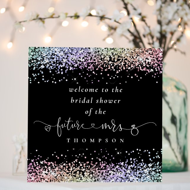 Future Mrs Glitter Welcome Bridal Shower Black Foam Board (In Situ (Wedding))