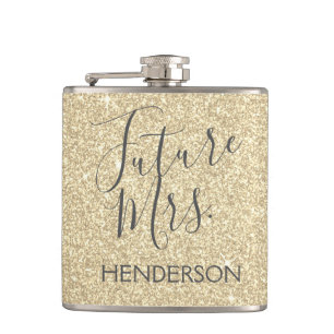 Future Mrs. Gold Bachelorette Sparkle Glitter Flask