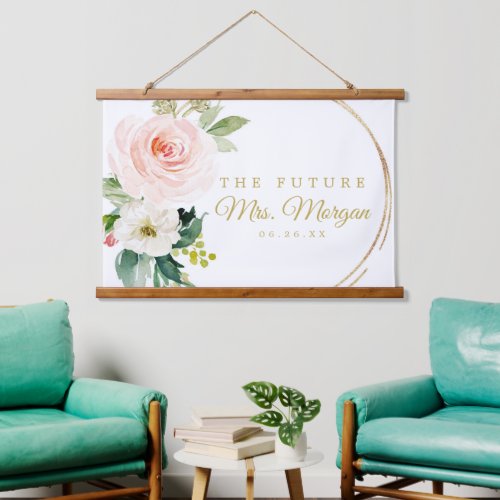 Future Mrs Gold Bridal Shower Decor Sign Hanging Tapestry