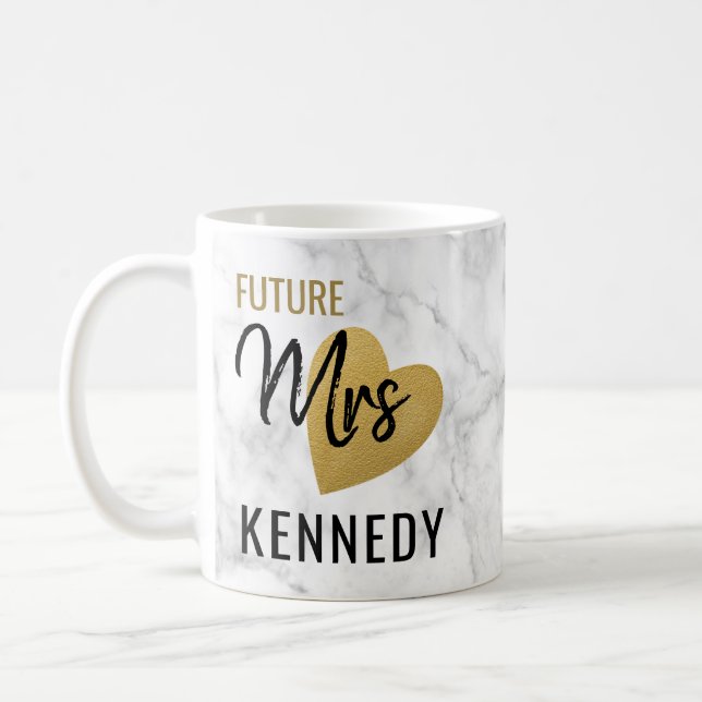 Future Mrs Gold Heart And Marble Coffee Mug (Left)