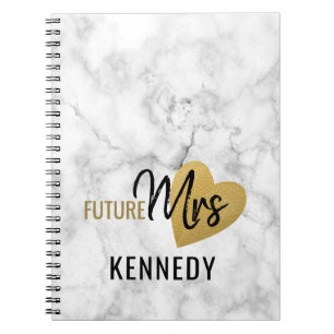 Future Mrs Gold Heart And Marble Notebook