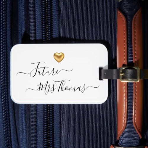 Future Mrs Gold Heart Luggage Tag