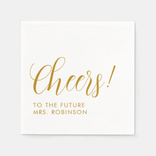 Future Mrs Gold Script Modern Bridal Shower Napkins