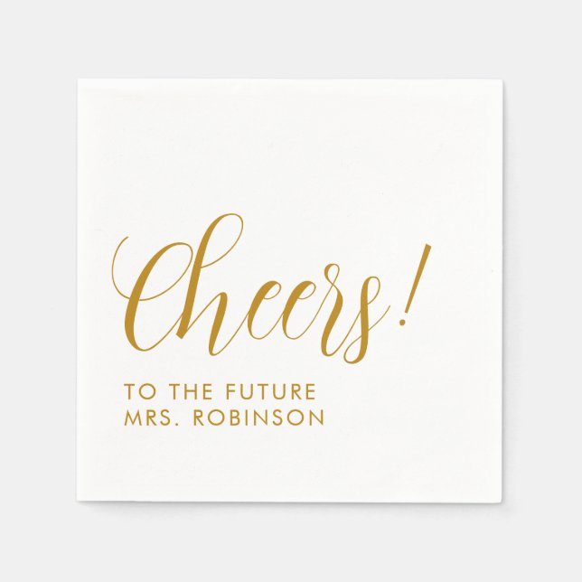 Future Mrs Gold Script Modern Bridal Shower Napkins (Front)