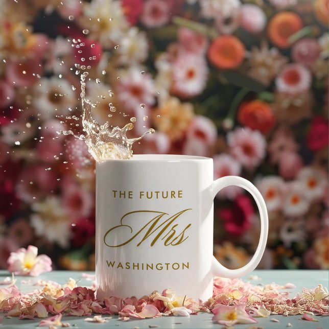 Future Mrs Gold Script Wedding Monogram Coffee Mug (Creator Uploaded)