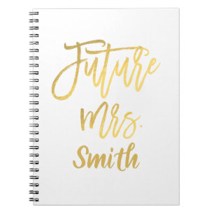 Future Mrs. Gold Script Wedding Planning Modern Notebook