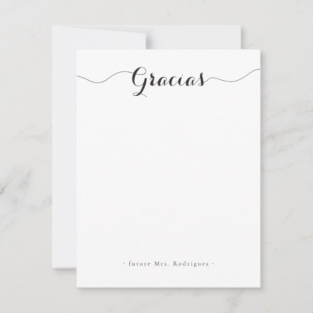 Future Mrs Gracias Chic Script Engagement Photo Thank You Card (Front)