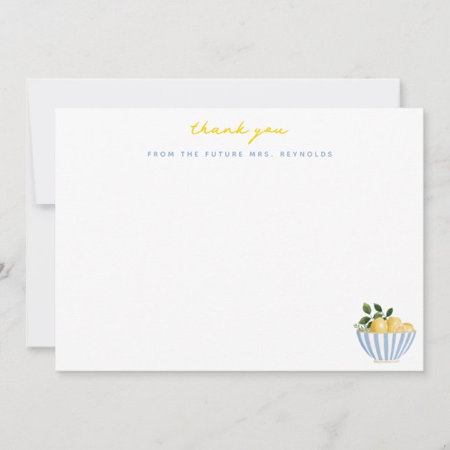 Future Mrs Lemon Bridal Shower Thank You Note Card (Front)