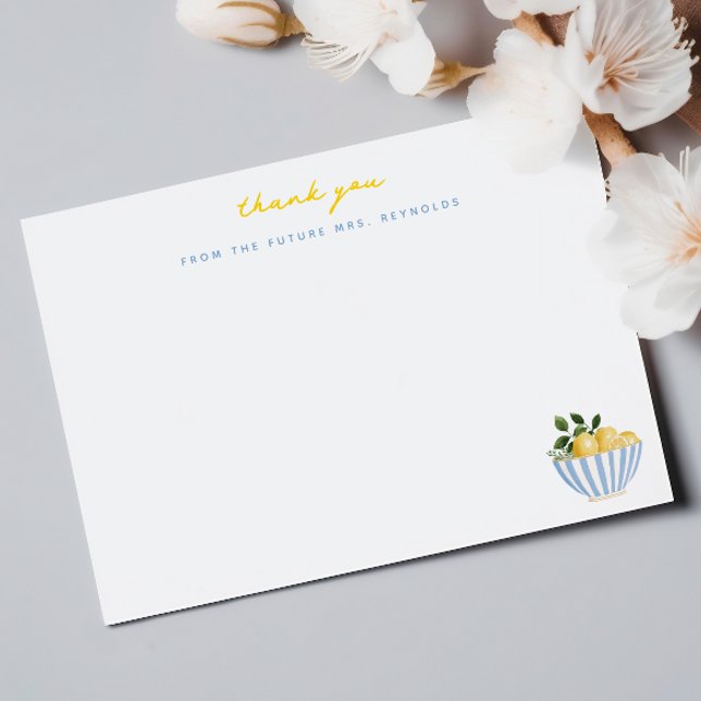 Future Mrs Lemon Bridal Shower Thank You Note Card (Creator Uploaded)