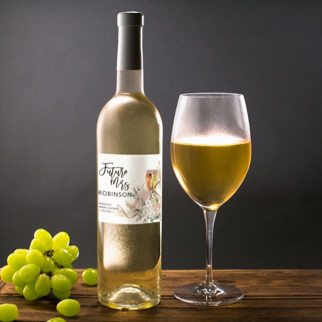 Future Mrs Name Bridal Shower Sparkling Wine Favor Label (Creator Uploaded)