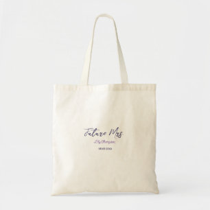 future mrs name bride purple bridal shower date tote bag