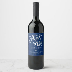 Future MRS Navy Blue Bachelorette Party Favor Wine Label