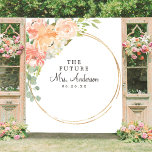 Future Mrs Peach Floral Bridal Shower Backdrop<br><div class="desc">Your guests will LOVE posing in front of this stunning backdrop! This will be the hit of the shower!

See our entire Pretty Peach collection for more matching items!</div>