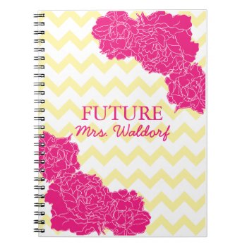 Future Mrs. Peonies And Chevron Notebook by Jmariegarza at Zazzle