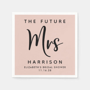 Future Mrs Personalized Blush Pink Bridal Shower Napkins