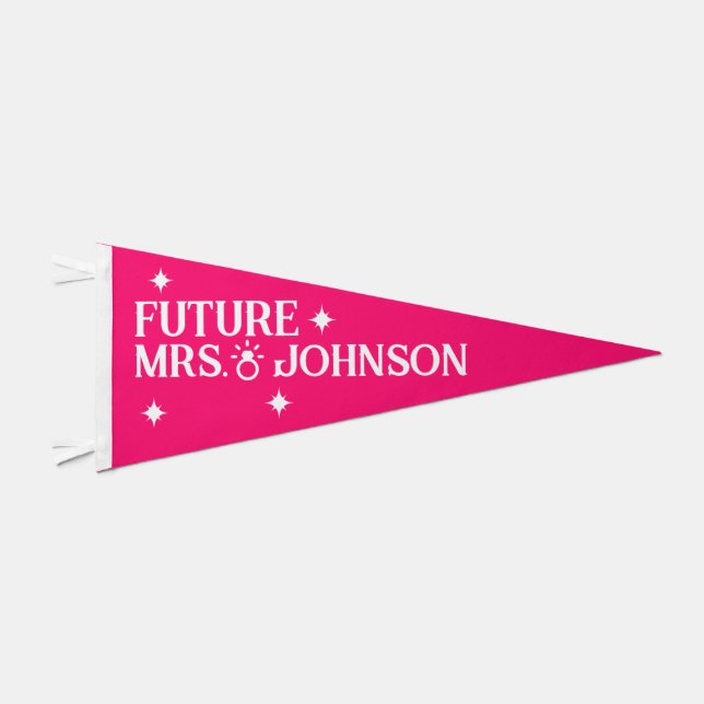 Future Mrs. | Personalized Engagement Party Pennant Flag (Front)