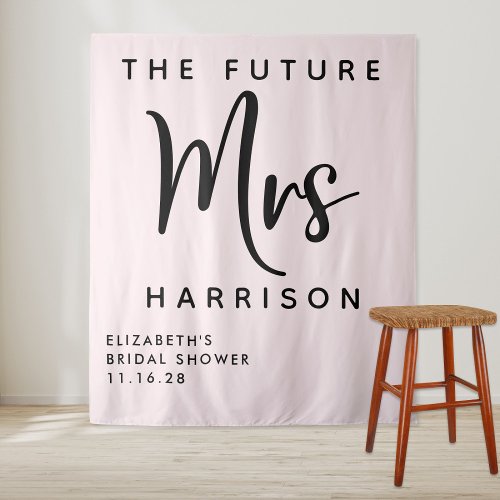 Future Mrs Personalized Pink Bridal Shower Tapestry