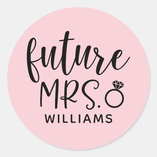 Future Mrs. Pink Bachelorette Party Classic Round Sticker (Front)