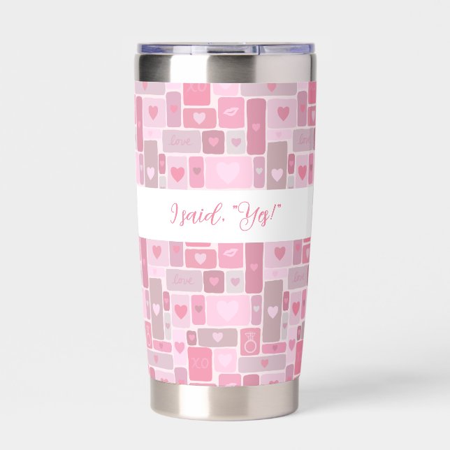 Future Mrs. Pink Engagement Modern Script Insulated Tumbler (Front)