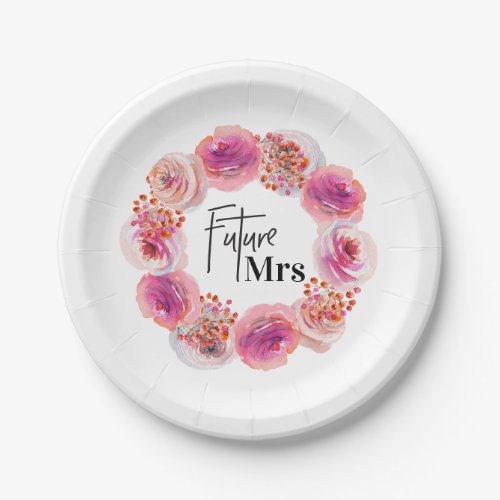 Future Mrs Pink Floral Bachelorette Bridal Shower Paper Plates