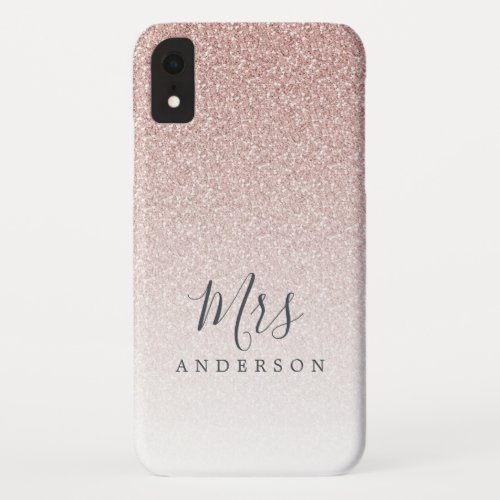 Future Mrs Pink Glitter Ombre Chic Script Bride iPhone XR Case