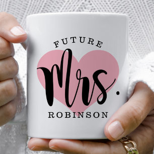 Future Mrs Pink Heart Wedding Monogram Coffee Mug