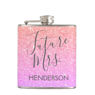 Future Mrs. Purple Bachelorette Sparkle Glitter Flask