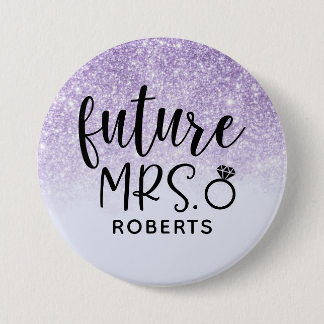 Future Mrs. Purple Glitter Button (Front)