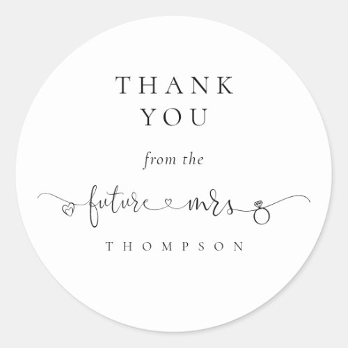 Future Mrs Ring Heart Bridal Shower Thank You Classic Round Sticker