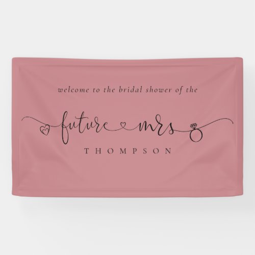 Future Mrs Ring Hearts Dusty Rose Bridal Shower  Banner