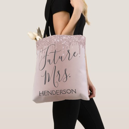 Future Mrs Rose Gold Blush Pink Sparkle Glitter Tote Bag