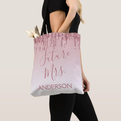 Future Mrs Rose Gold Blush Pink Sparkle Glitter Tote Bag