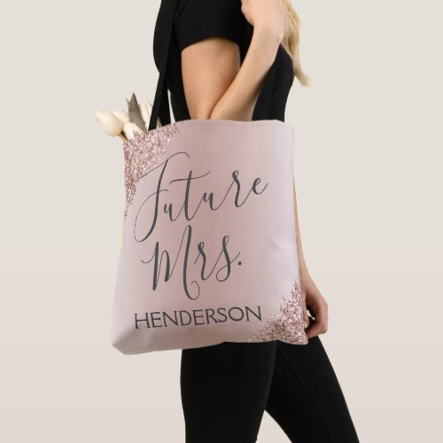 Future Mrs Rose Gold Blush Pink Sparkle Glitter Tote Bag