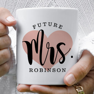 Future Mrs Rose Gold Heart Custom Wedding Monogram Coffee Mug