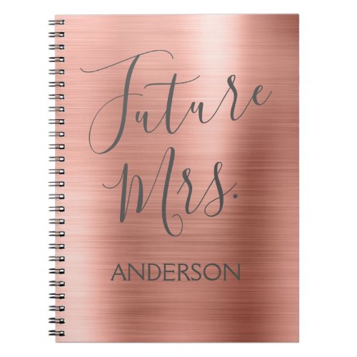 Future Mrs Rose Gold Pink Bridal Shower Planner Notebook