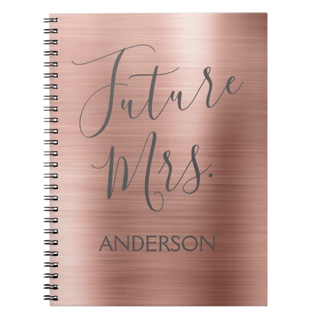 Future Mrs. Rose Gold Pink Bridal Shower Planner Notebook (Front)