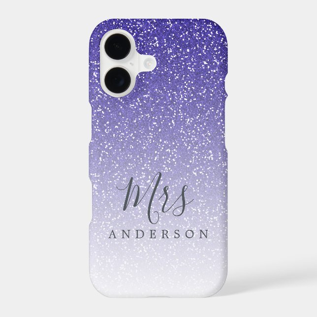 Future Mrs Royal Blue Glitter Chic Script Bride Iphone Case (Back)