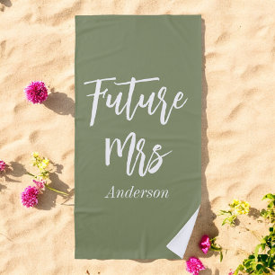Future Mrs Sage Green Bachelorette Beach Towel