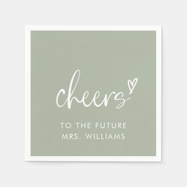 Future Mrs Sage Green Bridal Shower  Napkins (Front)