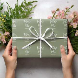 Future Mrs Sage Green Bridal Shower Wrapping Paper