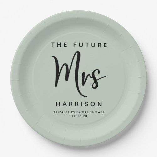 Future Mrs Sage Pink Bridal Shower Paper Plates