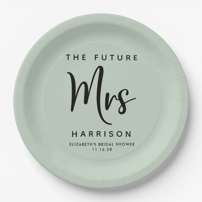 Future Mrs Sage Pink Bridal Shower Paper Plates (Front)