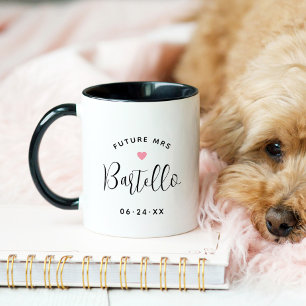 Future Mrs Script Black Wedding Monogram Mug