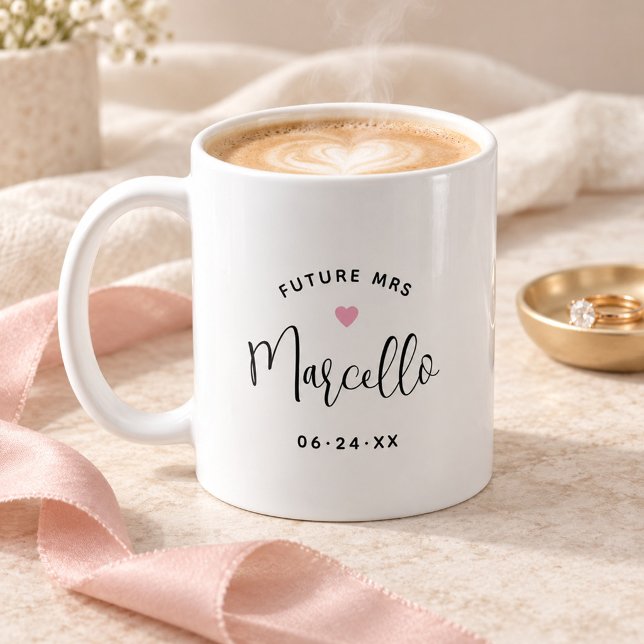 Future Mrs Script Heart Wedding Monogram Coffee Mug (Creator Uploaded)