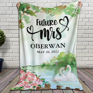 Future Mrs. Script Modern Name Bridal Shower Gift Fleece Blanket