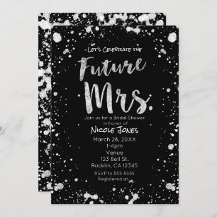 FUTURE MRS. Silver Black Bridal Shower Invitation