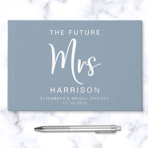 Future Mrs Silver Foil Dusty Blue Bridal Shower Foil Guest Book